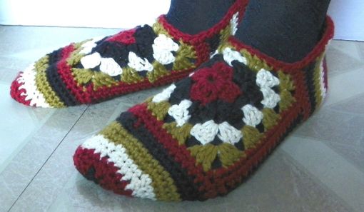 Custom Made Crocheted Granny Square Slippers - Luxuriously Soft - Gift For Her - Ready To Ship - Size M-L