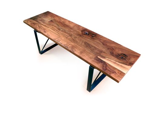 Custom Made Walnut And Steel Bench