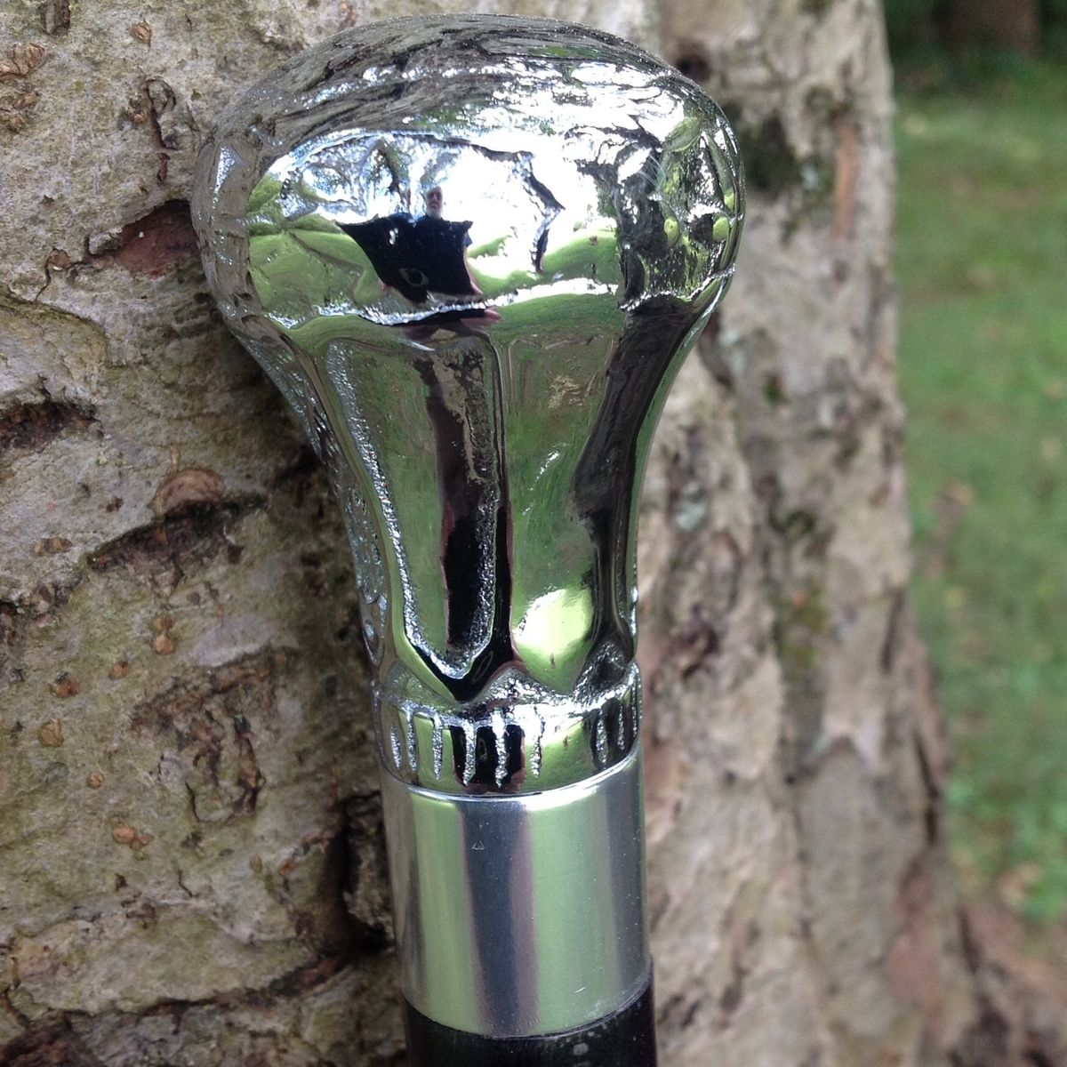 Custom Made Ebony And Silver Walking Stick by ShopDog Turnery