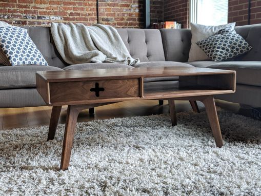 Custom Made Walnut Coffee Table Plus W/ Drawer - Handmade Solid Wood Mid Century Modern Style