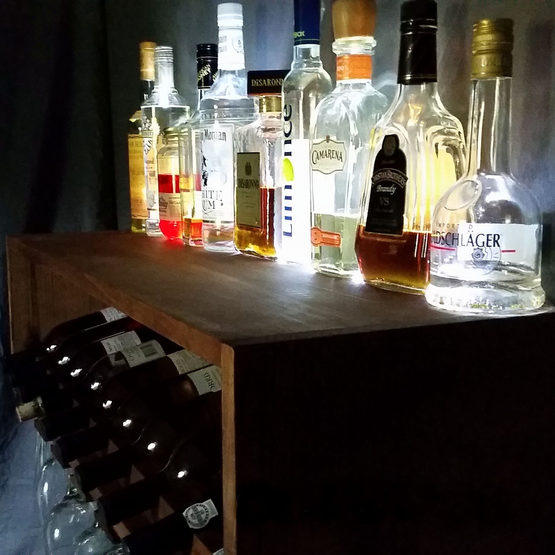 Buy Hand Crafted Lighted Wine Bottle And Glass Rack Alcohol Display
