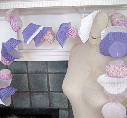 Custom Made Cupcake Paper Garland In Lavenders