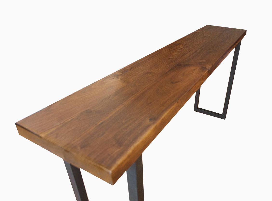 Hand Made Walnut And Steel Console Table by Blowing Rock WoodWorks