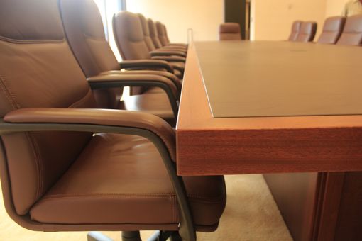 Custom Made Custom Made Leather And Sapele Mahogany Executive Conference Table