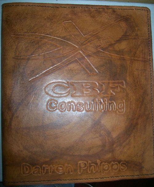 Buy Hand Crafted Custom Leather Portfolio W/Business Logo, made to