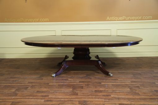 Custom Made American Made Round Mahogany Dining Table With Leaves
