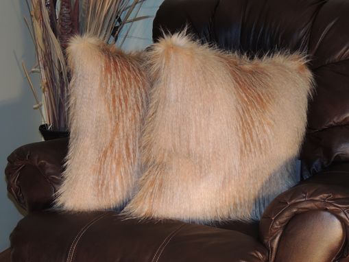 Custom Golden Feather Ivory Gold Faux Fur 18 X 18 In. Decorative Pillow - Set Of 2 by Salvani ...