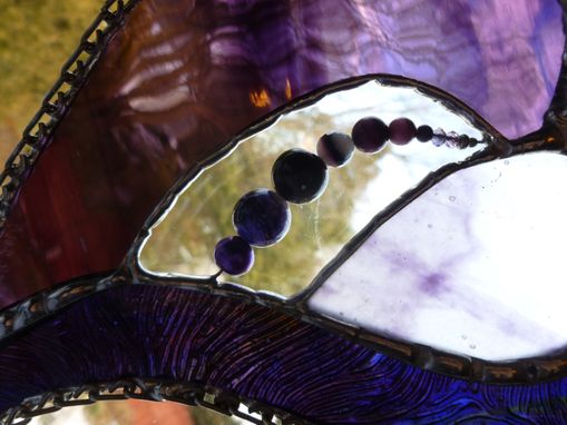 Custom Made Purple-Themed Stained Glass Heart With Beads And Stones