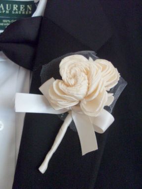 Custom Made Cream Sola Rose Wedding Boutonniere