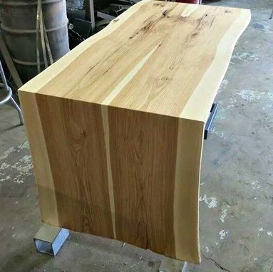 Custom Made Book Matched Hickory And Steel Desk