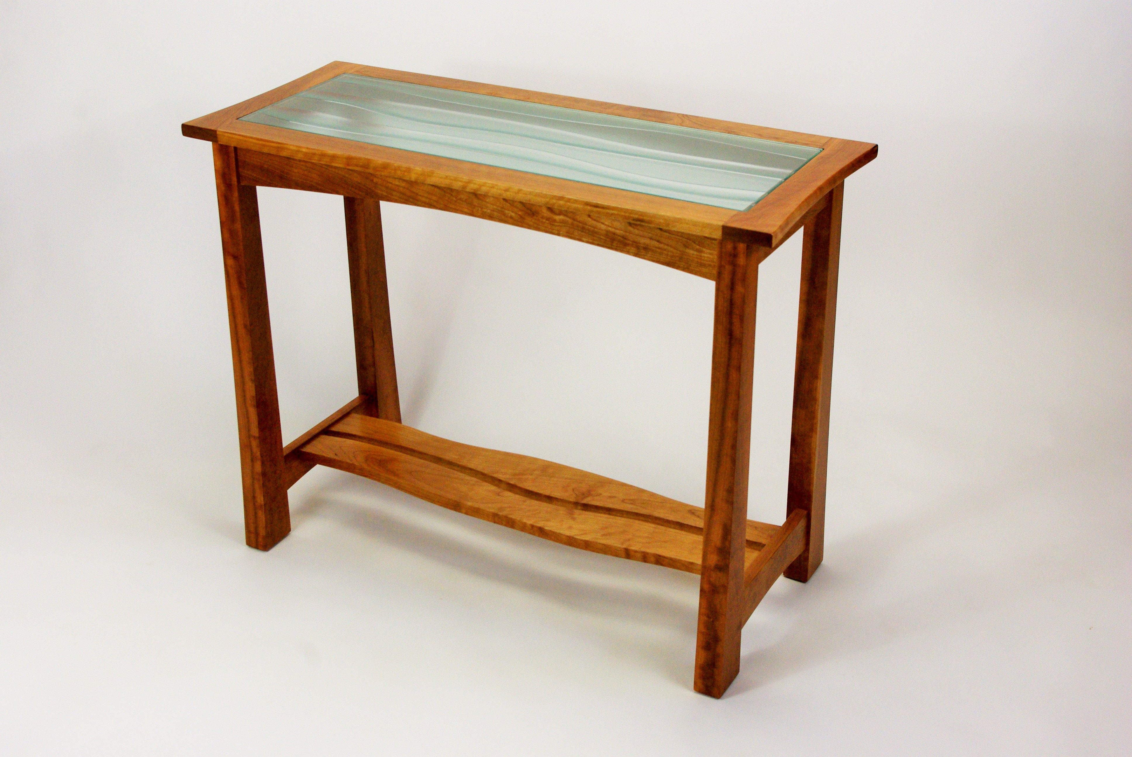 Buy Custom Made Carved Glass Top Hall Table, made to order from Rugged