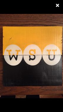 Custom Made Chevron Collegiate Wood Sign (Wsu Shockers)