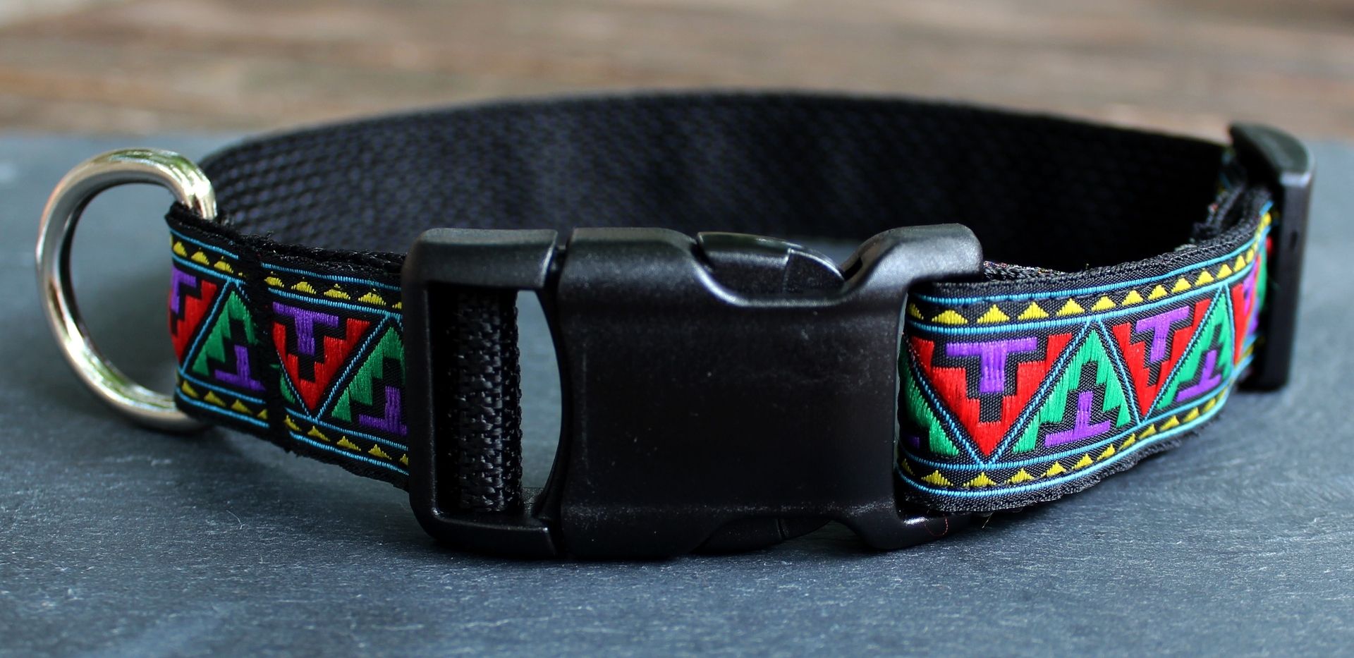Handmade Adjustable Dog CollarMultiColor Aztec Pattern Collar by Wild