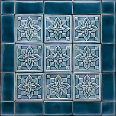 Custom Made Blue Deco Geometric Backsplash