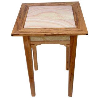 Custom Made Cherry And Honey Onyx End Table