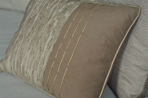 Custom Made Sand & Taupe Decorative Pillow 16x20