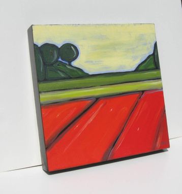 Custom Made Art Abstract Landscape Painting Modern Contemporary Artwork "Green And Orange Fields"