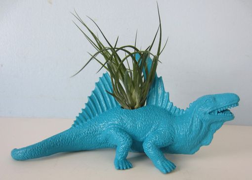 Custom Made Upcycled Dinosaur Planter - Dimetrodon With Tillandsia Air Plant In Multiple Colors