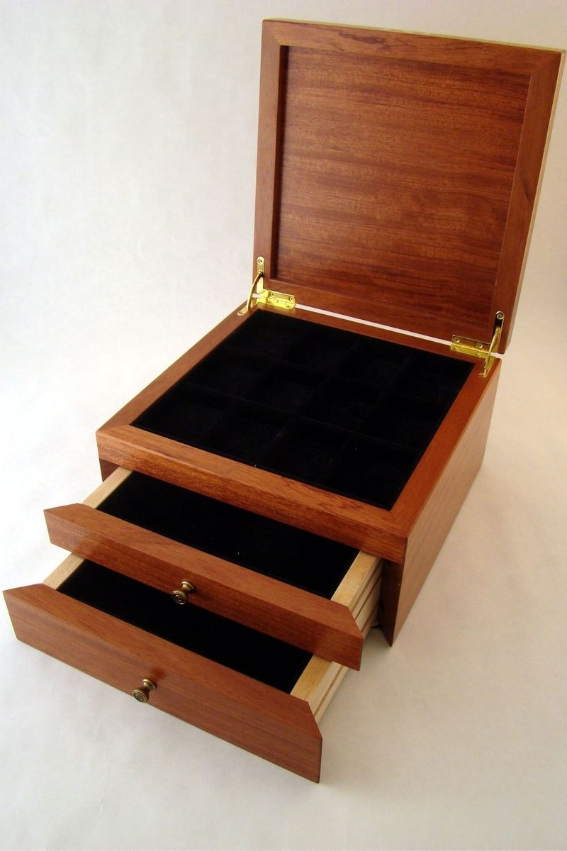 Buy Hand Crafted Custom Jewelry Box With Art Deco Wood Inlay, made to