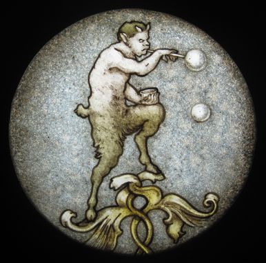 Custom Made Small Satyr Stained Glass Medallion