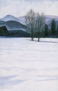 Custom Made Windham Hill (Winter Landscape) Drawing - Fine Art Print On Paper (12 7/8