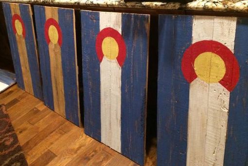 Custom Made Colorado Pallet Wood Flag-  Custom Reclaimed Wood State Or Flag Of Choice