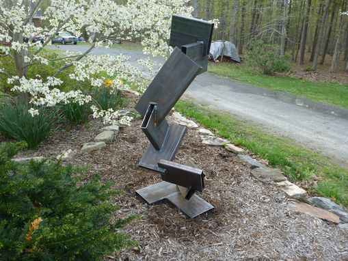 Custom Made Large Outdoor Abstract Rock And Metal Scultpure, Yard Art Or Interior Art
