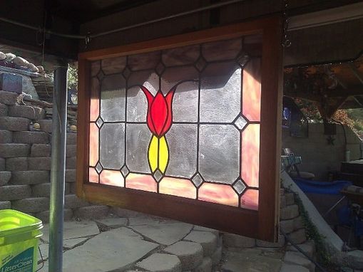 Custom Made Stained Glass Window With Tulip