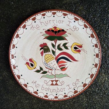 Custom Made Redware Pennsylvania Dutch Rooster Plate