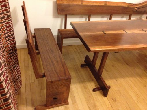 Custom Made Walnut Dinning Table With Benches