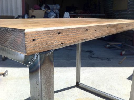 Custom Made Reclaimed Douglas Fir Table With Steel Base Tables