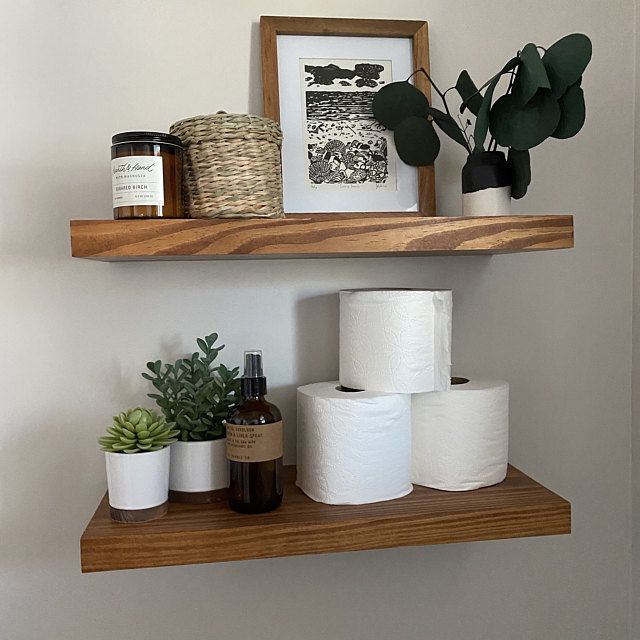 Hand Made Custom Pine Floating Shelves by Shelf Expression