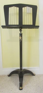 Custom Made Black Lacquer And Brass Music Stand
