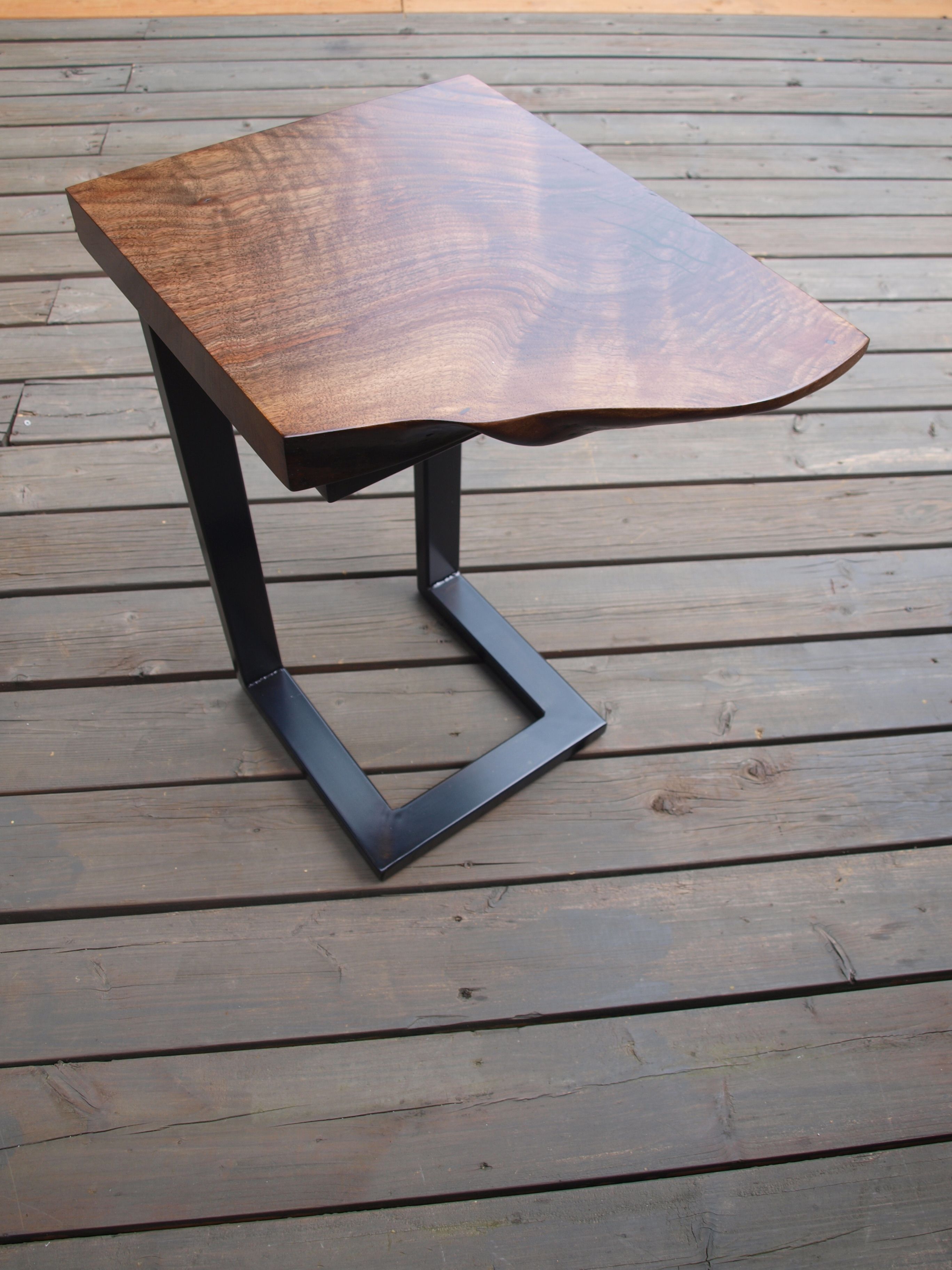 Hand Made Live Edge Walnut & Steel End Table by WITNESS TREE STUDIOS