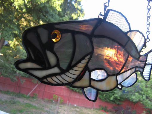 Custom Made Steelhead Striper Large Mouth Bass Stained Glass Art