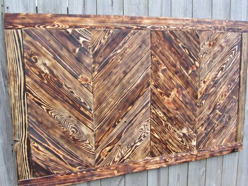 Custom Made Chevron Wood Wall Art Made From Reclaimed Pallet Wood - Queen Headboard