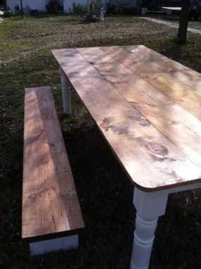 Custom Made Pine Farmhouse (Harvest) Dining Tablewith 2 Benches