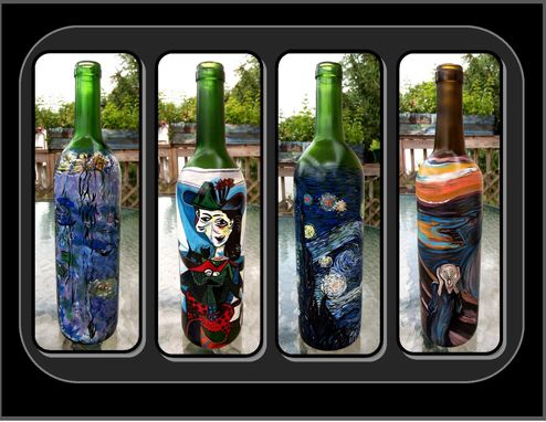 Custom Made Pablo Picasso, Dora Maar Au Chat, Masterpiece Wine Bottle, Wine Art, Kitchen Art
