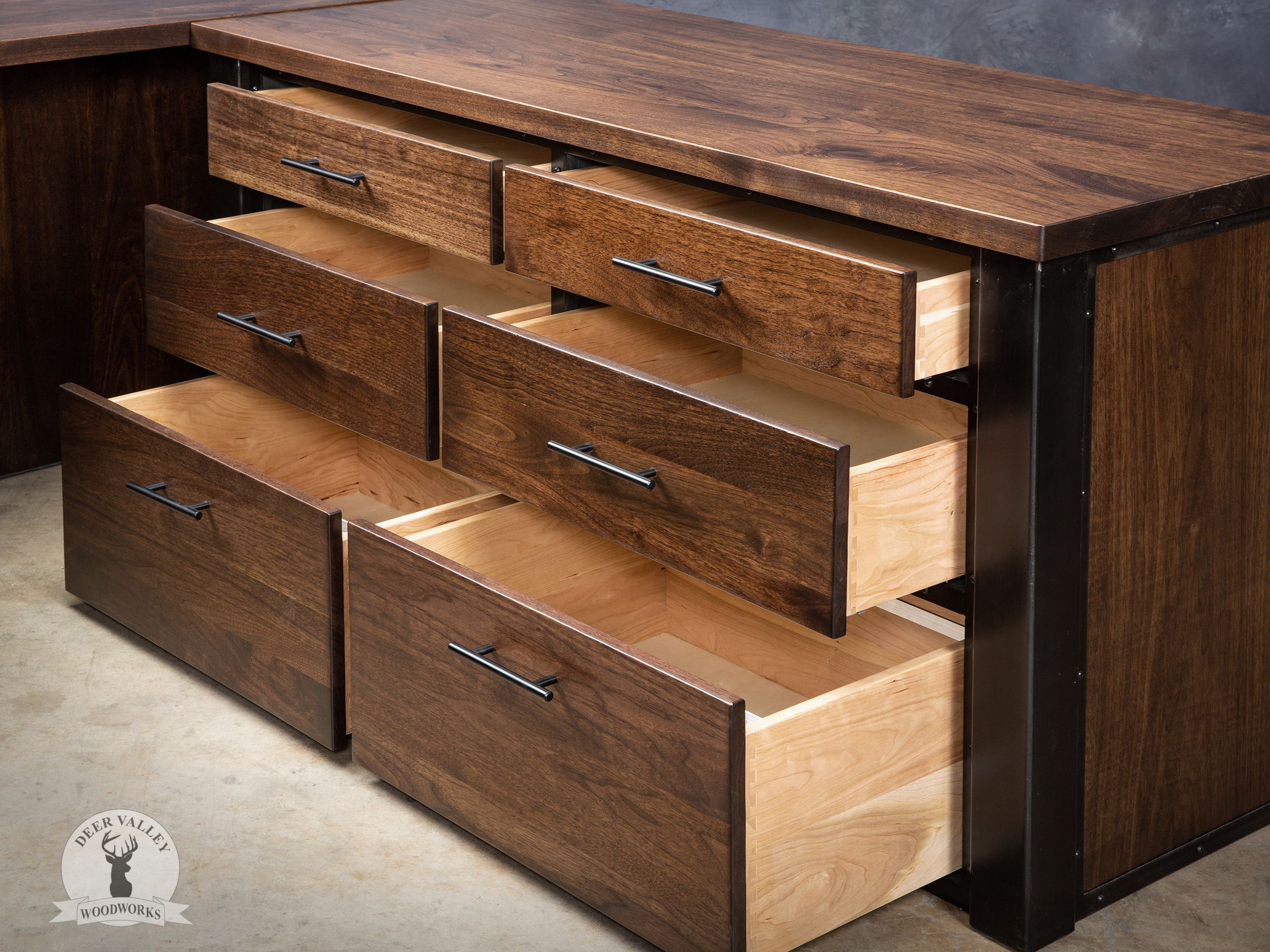 Buy Hand Made Walnut UShaped Desk, Modern Office Desk, Custom Hardwood