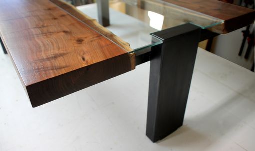 Custom Made Modern Live Edge And Glass Coffee Table