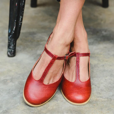 Custom Made Handmade Women Shoes, Flat Shoes, Red