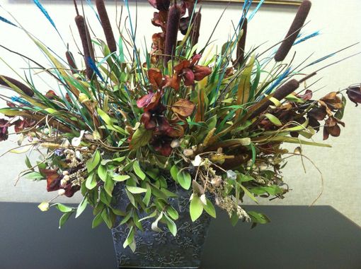 Custom Made Metal Containers With Floral Arrangements
