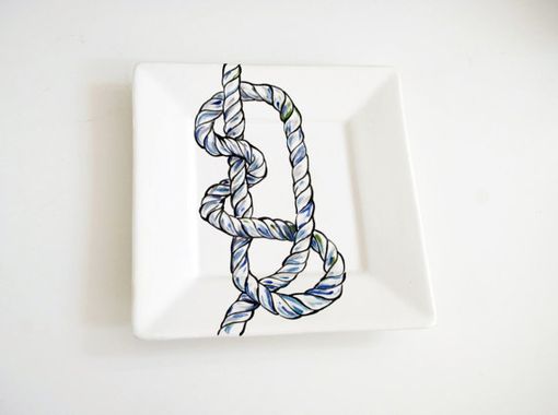 Custom Made Nautical Knot Dinner Plates, Set Of 6 Square Dishes