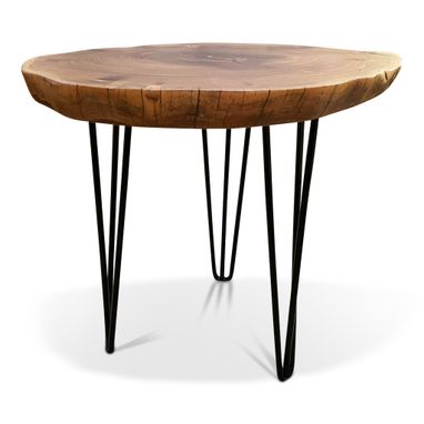 Custom Made Live Edge Wood End Table - Mid Century Modern - Handcrafted Furniture