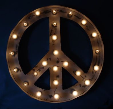 Custom Made Special Large Huge Movie Vintage Marquee Art Fully Outdoor Peace Sign Channel 35x35 Custom