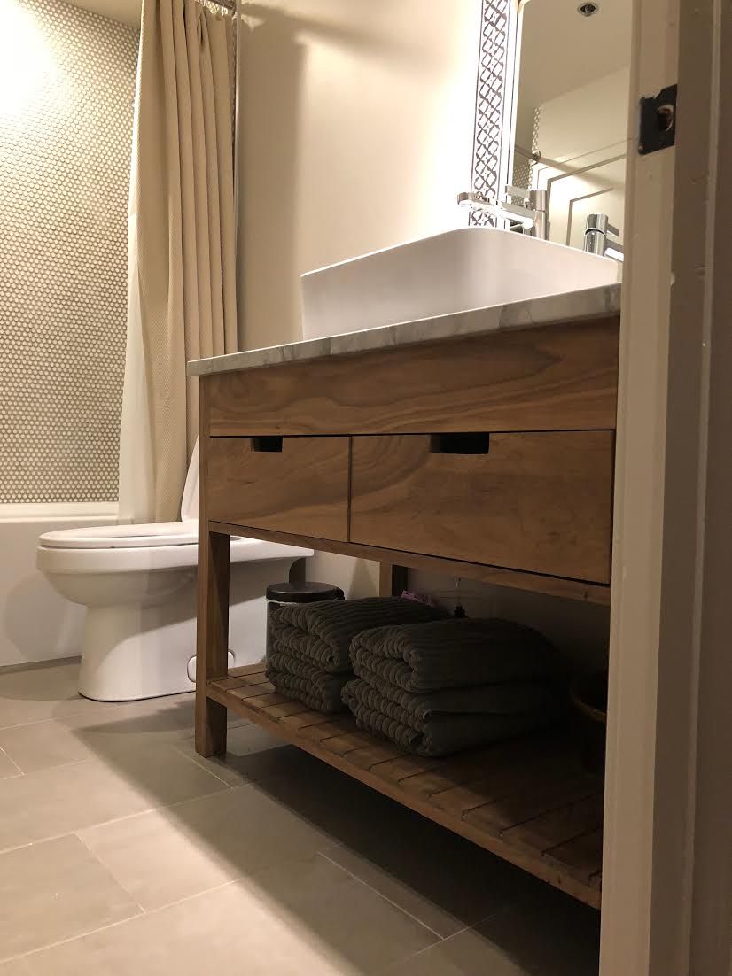 custom solid walnut bathroom vanity by wooden bones