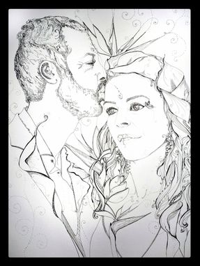 Custom Made Wedding Portrait Drawing From Photograph