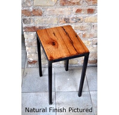 Custom Made Reclaimed Wood And Steel Side Table