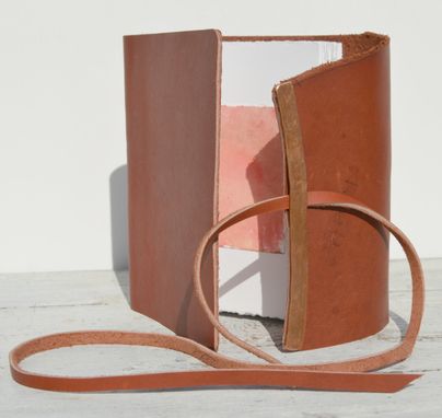 Custom Made Handmade Red Leather Bound Journal Travel Diary Copper Watercolor Art Notebook