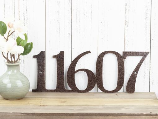Custom Made Metal House Number Sign, 5 Digit - Copper Vein Shown